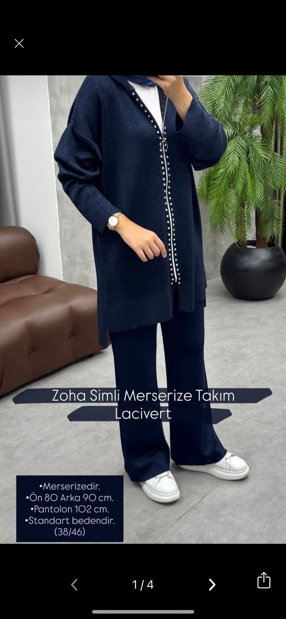 Siyah merserize Kadın Uzun ikili Takım - Görsel 4