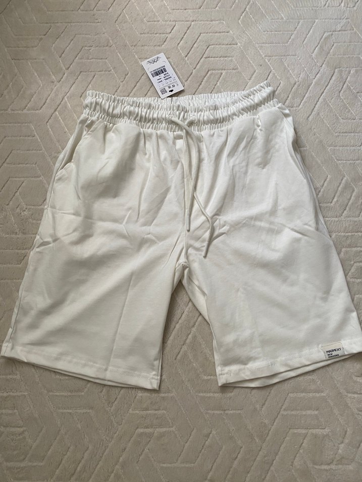 Ekru Pamuklu Rahat Kesim Erkek Şort - Görsel 2