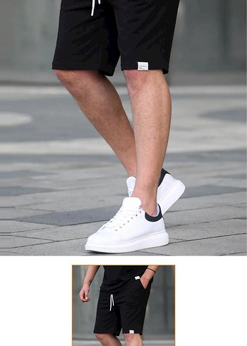 Siyah Pamuklu Rahat Kesim Erkek Şort - Görsel 3