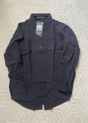 Düğmeli Siyah Kadın Gömlek - Görsel 2