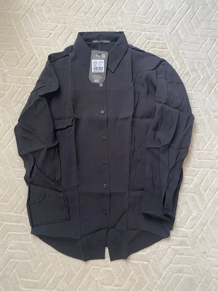 Düğmeli Siyah Kadın Gömlek - Görsel 2