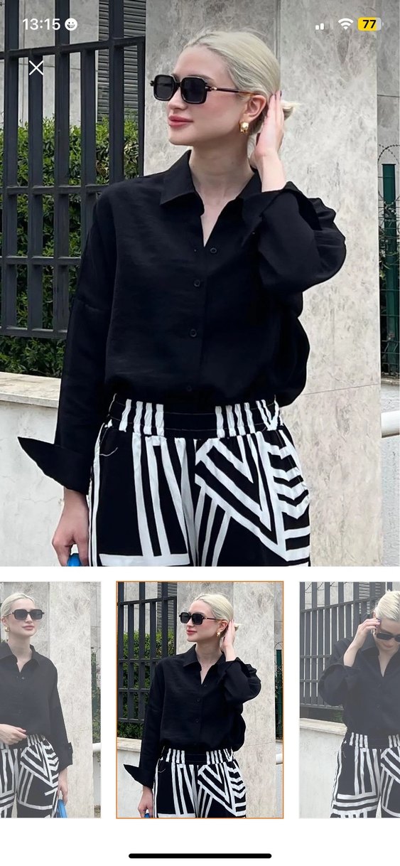 Düğmeli Siyah Kadın Gömlek - Görsel 4