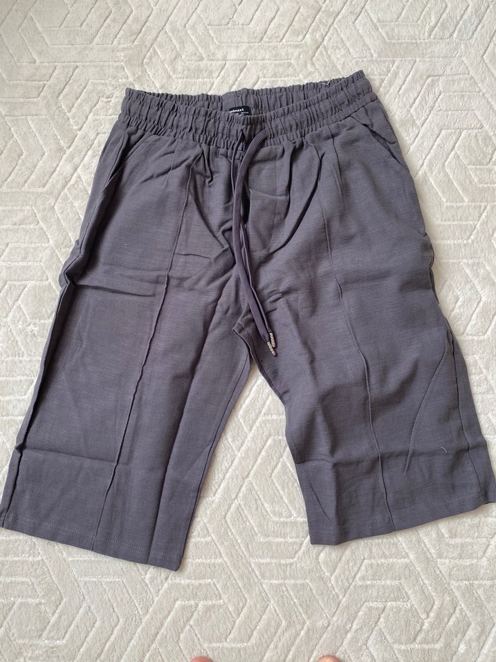 Gri Keten Mini erkek şort - Görsel 2