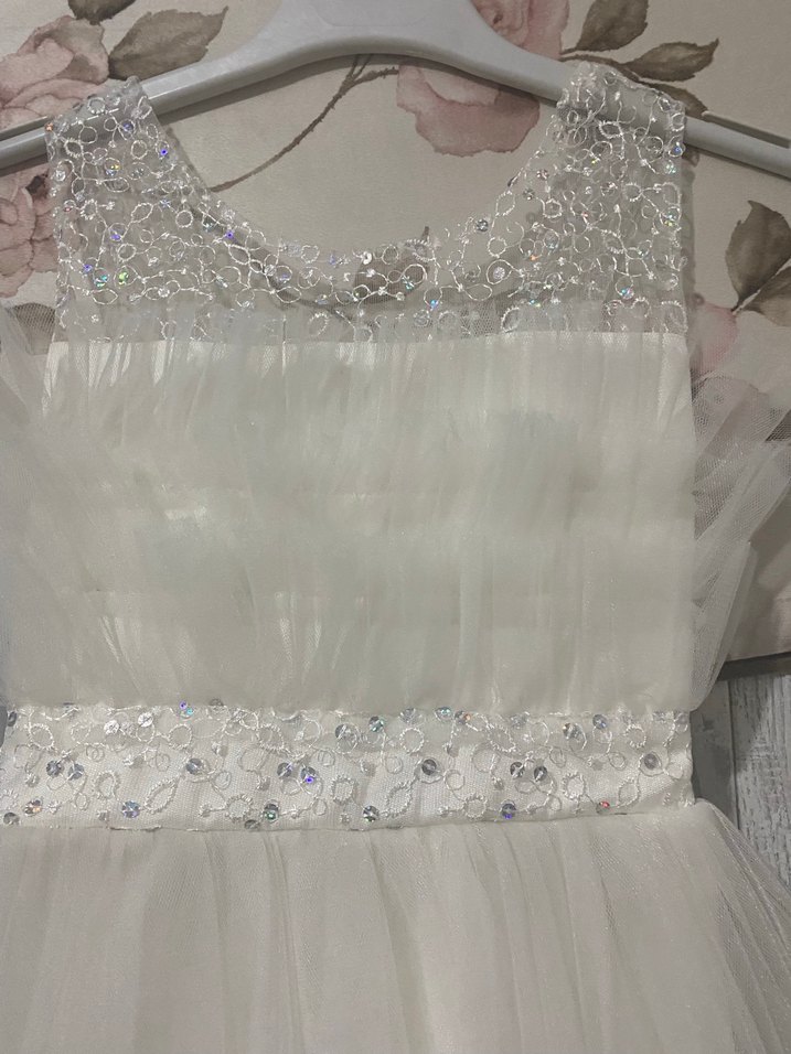 Mavi Uzun Fırfırlı Abiye Elbise ve gelinlik - Görsel 5