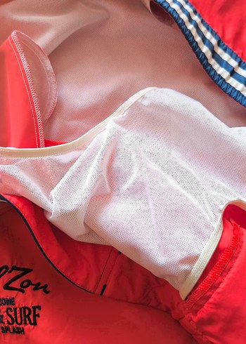 Fermuarlı Kırmızı Erkek Yüzme Şortu - Görsel 3