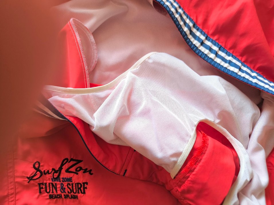 Fermuarlı Kırmızı Erkek Yüzme Şortu - Görsel 3