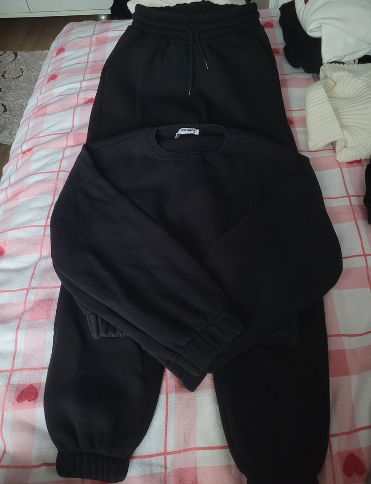 Kadın Siyah Rahat Kesim Eşofman Takımı - Görsel 2