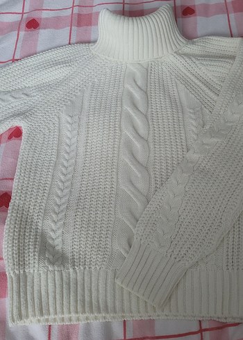 Batik Beyaz Bohem Balıkçı Yaka Triko Kazak - Görsel 2