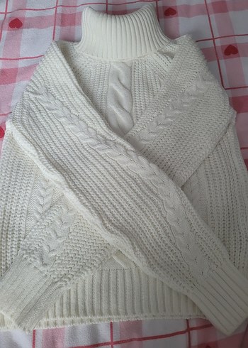 Batik Beyaz Bohem Balıkçı Yaka Triko Kazak - Görsel 4