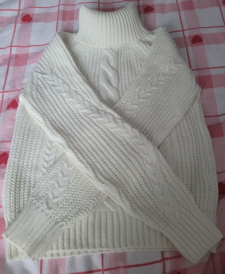 Batik Beyaz Bohem Balıkçı Yaka Triko Kazak - Görsel 4