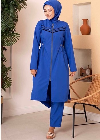 Kadın Haki Uzun Fermuarlı haşema mayo - Görsel 6