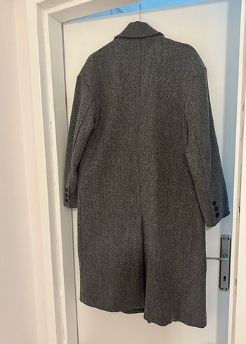 Bershka Gri çift düğmeli uzun kaban