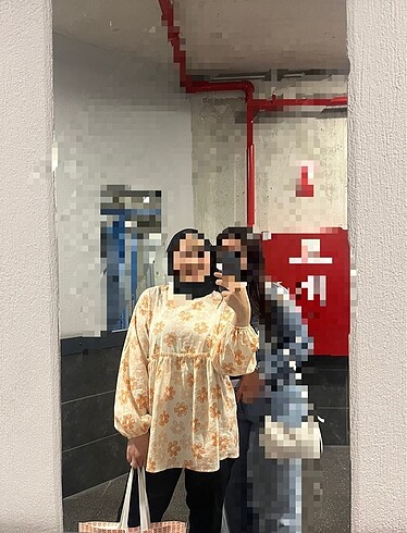 40 Beden turuncu Renk Çiçekli Tunik