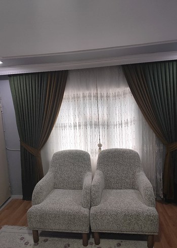 Haki Modern Klasik Düz Fon Perde - Görsel 6