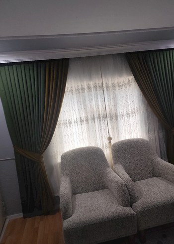 Haki Modern Klasik Düz Fon Perde - Görsel 8