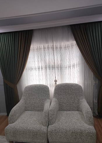 Haki Modern Klasik Düz Fon Perde - Görsel 4