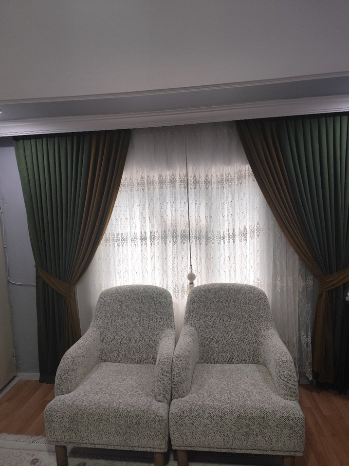 Haki Modern Klasik Düz Fon Perde - Görsel 3