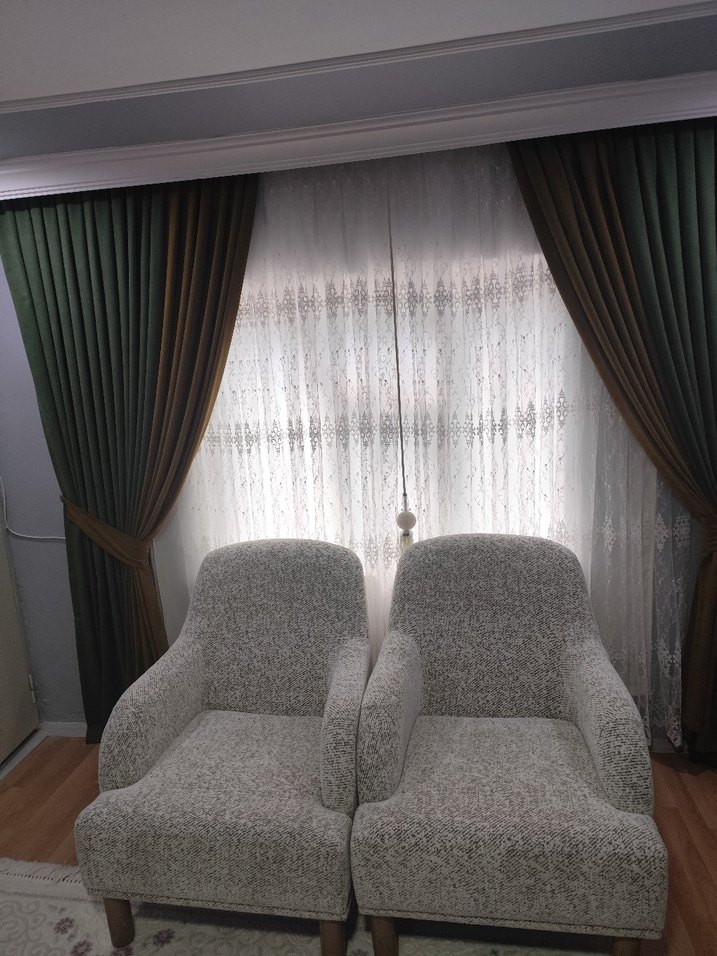 Haki Modern Klasik Düz Fon Perde - Görsel 5