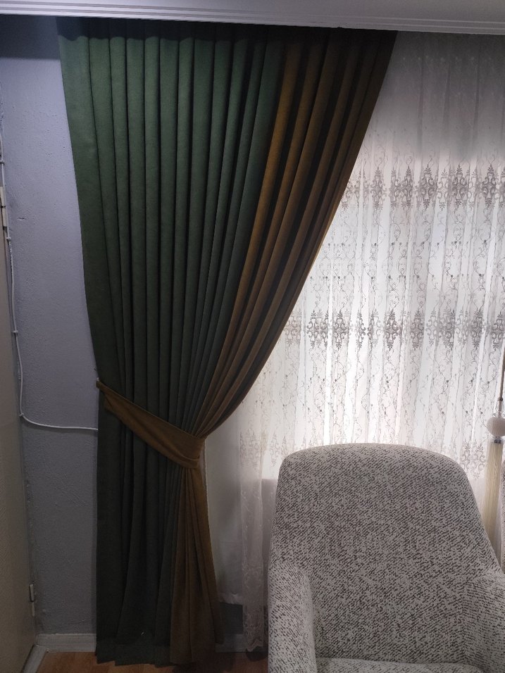 Haki Modern Klasik Düz Fon Perde - Görsel 2