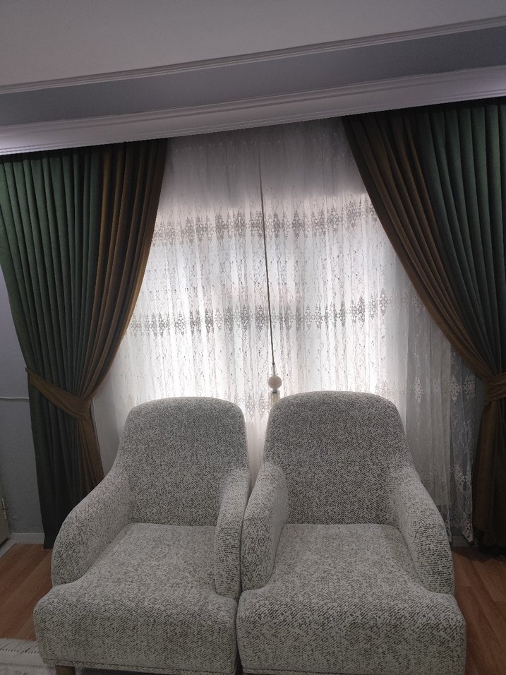 Haki Modern Klasik Düz Fon Perde - Görsel 4