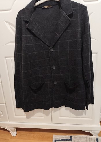 Gri Ekoseli Düğmeli Erkek Yün Ceket - Görsel 4