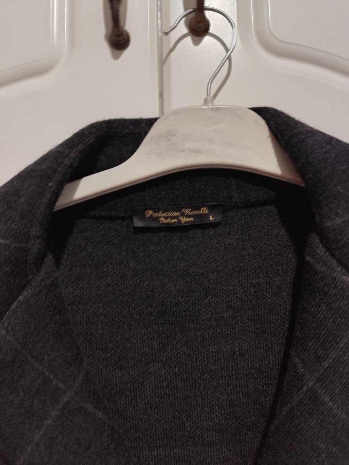 Gri Ekoseli Düğmeli Erkek Yün Ceket - Görsel 5