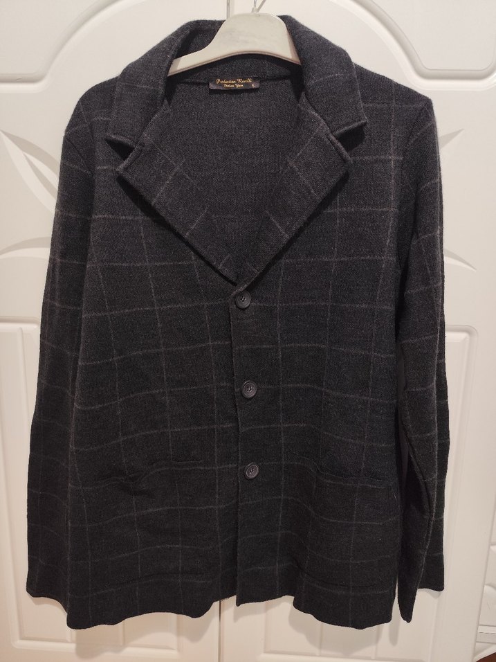 Gri Ekoseli Düğmeli Erkek Yün Ceket - Görsel 3