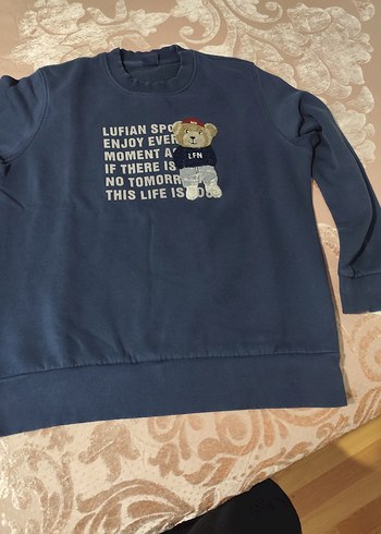 Mavi Baskılı erkek Sweatshirt - Görsel 2