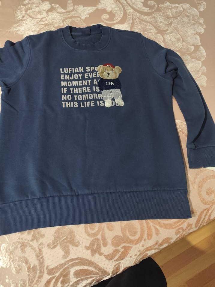 Mavi Baskılı erkek Sweatshirt - Görsel 2