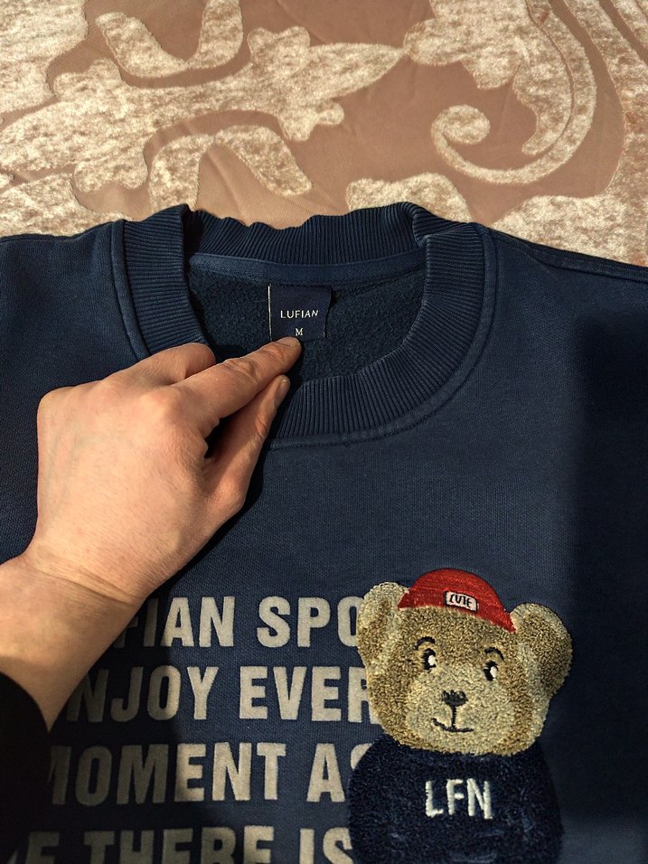 Mavi Baskılı erkek Sweatshirt - Görsel 4