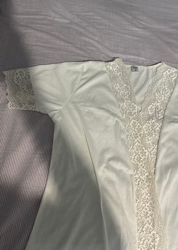 Beyaz Bohem Uzun Kollu Kadın Sabahlık - Görsel 3