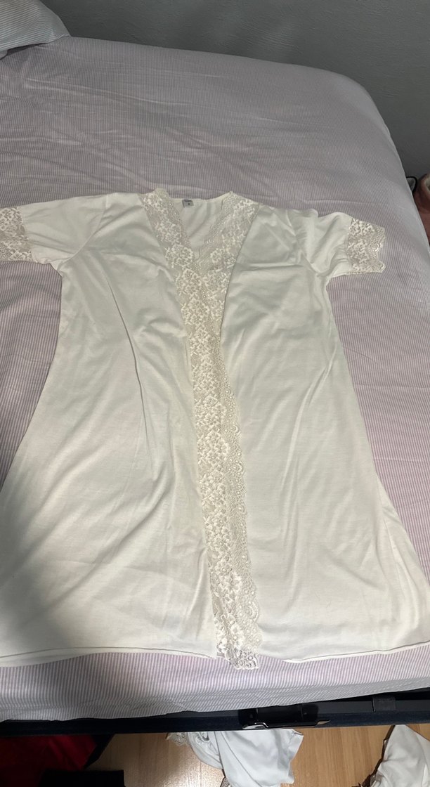 Beyaz Bohem Uzun Kollu Kadın Sabahlık - Görsel 2