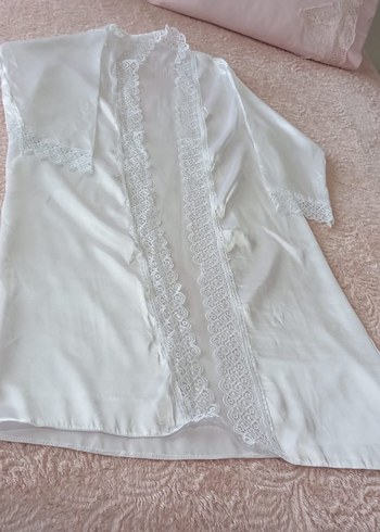 Dantel Detaylı Beyaz Midi Kadın Gecelik - Görsel 7