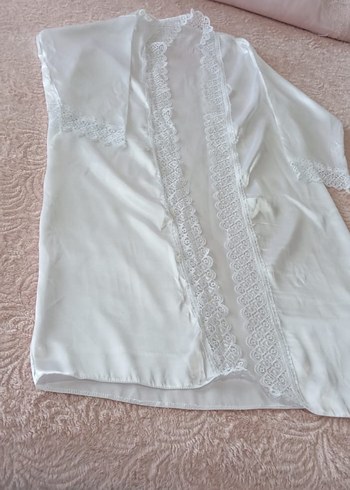 Dantel Detaylı Beyaz Midi Kadın Gecelik - Görsel 2