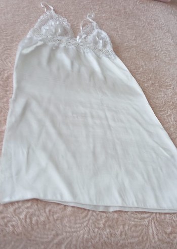 Dantel Detaylı Beyaz Midi Kadın Gecelik - Görsel 5