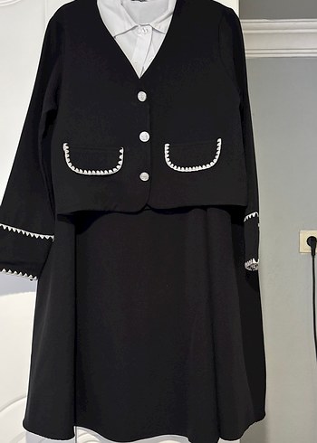 Düğmeli Siyah Uzun Kollu Kadın  Takım - Görsel 4