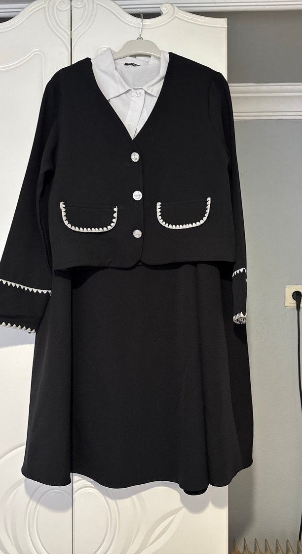 Düğmeli Siyah Uzun Kollu Kadın  Takım - Görsel 4