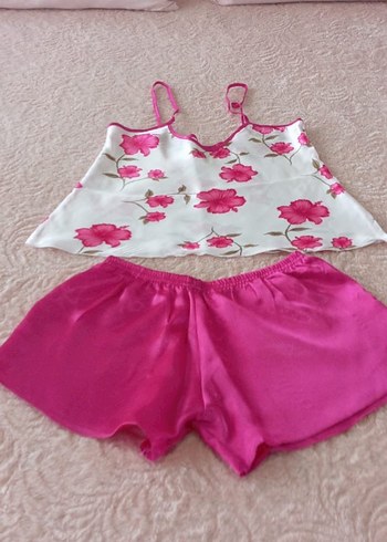 Pembe Saten Midi Kadın Gecelik sabahlık takımı - Görsel 14