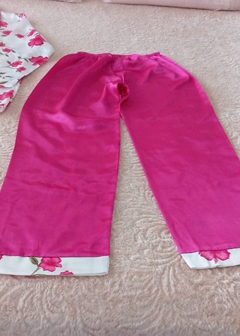 Pembe Saten Midi Kadın Gecelik sabahlık takımı - Görsel 10