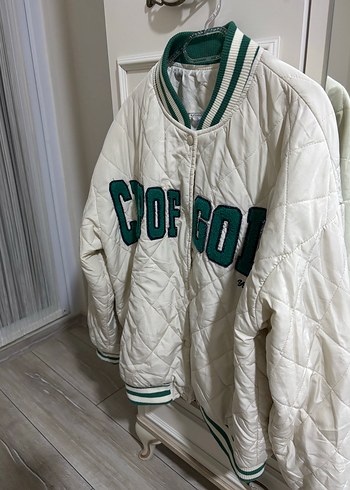 Beyaz Kadın Pamuklu Puff Ceket BERSHKA - Görsel 5