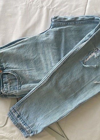 s Beden mavi Renk Düğmeli Mavi Midi Denim Kadın Jean