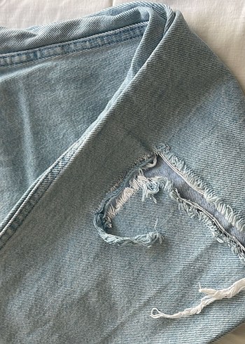 Bershka Düğmeli Mavi Midi Denim Kadın Jean