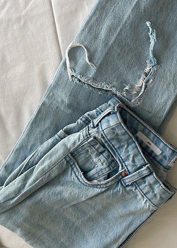 s Beden Düğmeli Mavi Midi Denim Kadın Jean