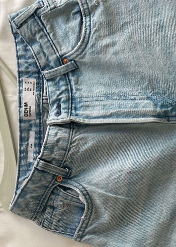 Düğmeli Mavi Midi Denim Kadın Jean