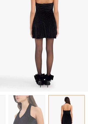 Taşlı kadife elbise - Görsel 3