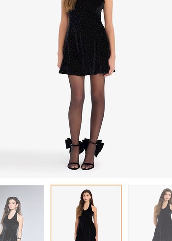 Taşlı kadife elbise - Görsel 2