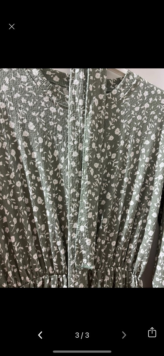 Su yeşili çiçekli uzun elbise - Görsel 3