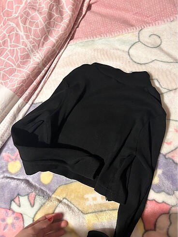 crop fermuarli bluz siyah s