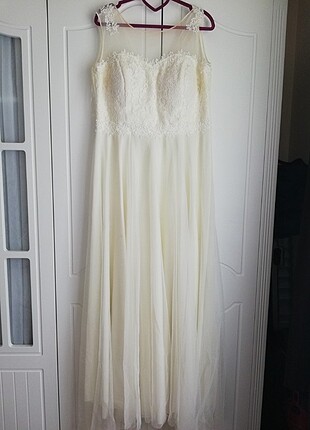 Nikah için abiye  44. 46 bedene uyumlu  krem rengi  - Görsel 2