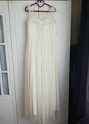 Nikah için abiye  44. 46 bedene uyumlu  krem rengi  - Görsel 3